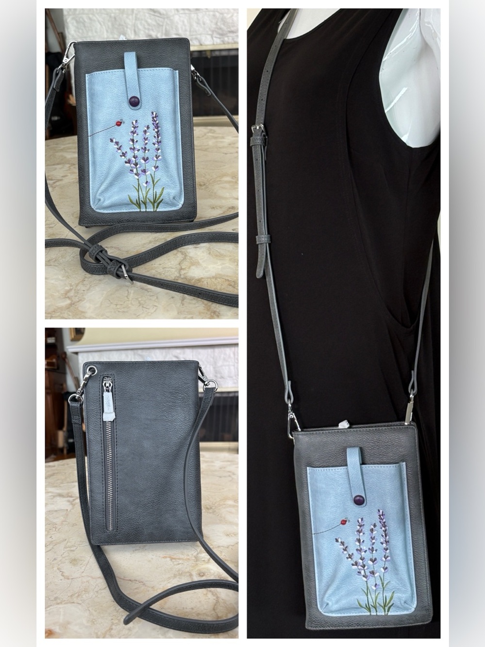 NEW!  Espe Lavender iMini RFID Crossbody Vegan Leather Wallet Bag